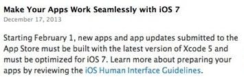 应用提交AppStore自2月1日起必须支持iOS7