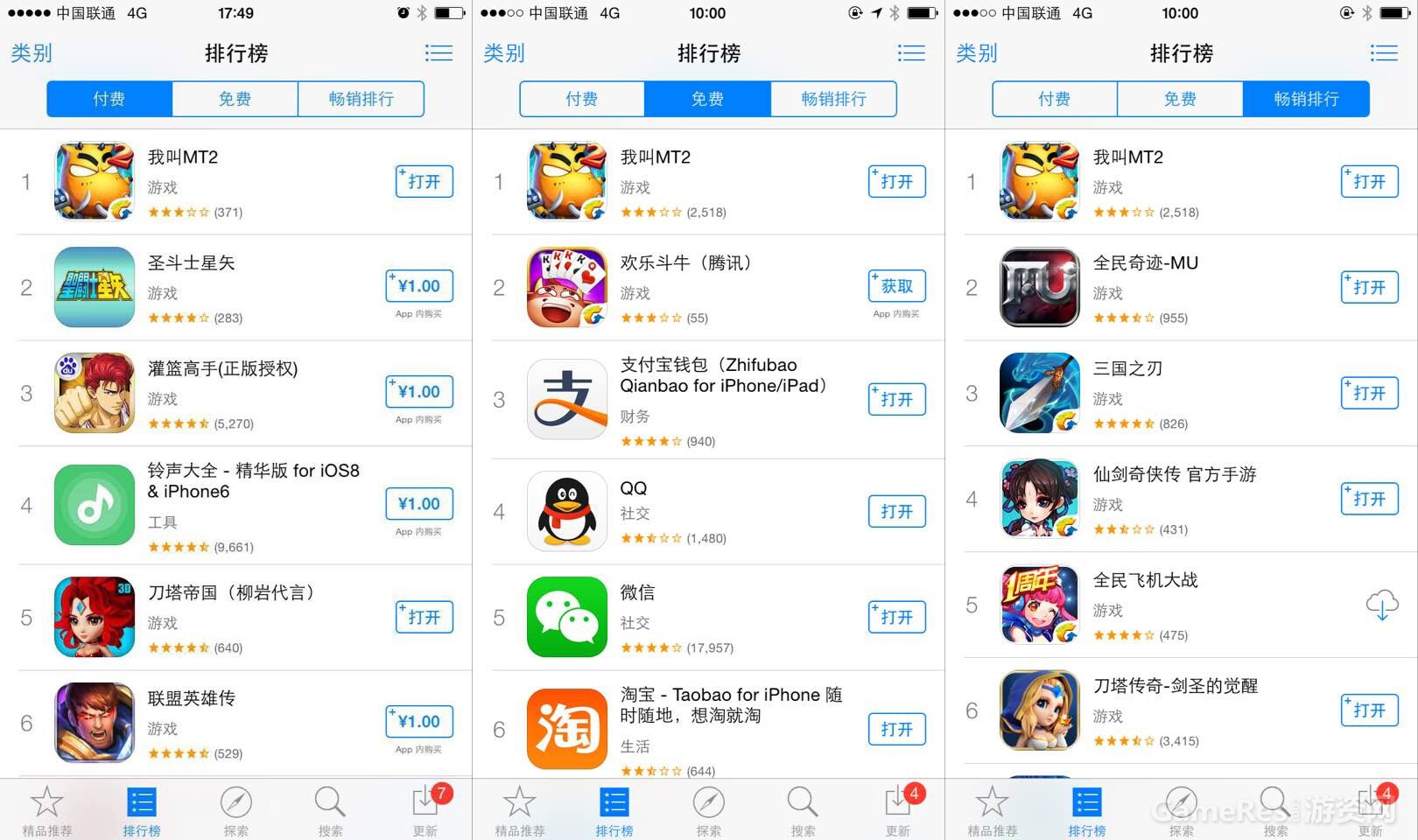 (图1)苹果App Store iPhone榜单MT2三榜第一.jpg
