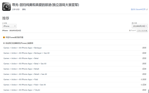 图3：《寻光》刚刚上架就得到了苹果的全球多国推荐.png
