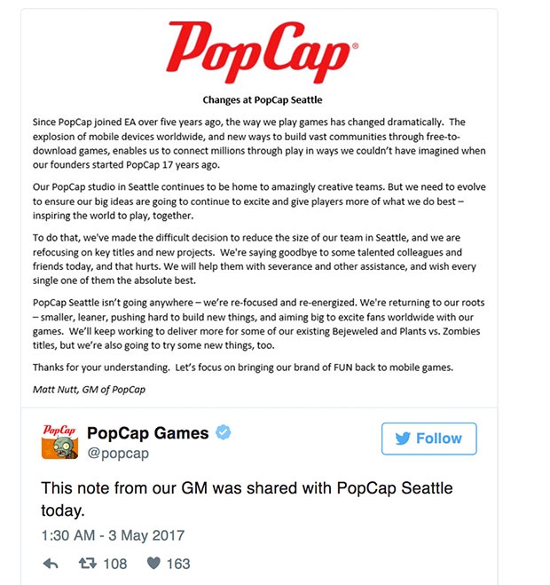 PopCap（宝开）过得不太好，可能收集再多的太阳也救不回了