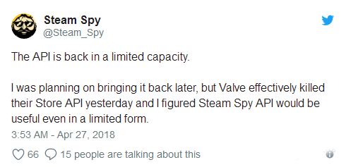 更新统计算法 Steam第三方统计网站SteamSpy重新上线