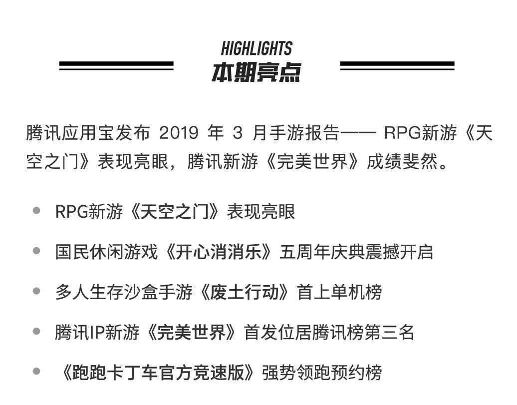 應用寶3月手遊報告：《天空之門》表現亮眼 、《完美世界》成績斐然