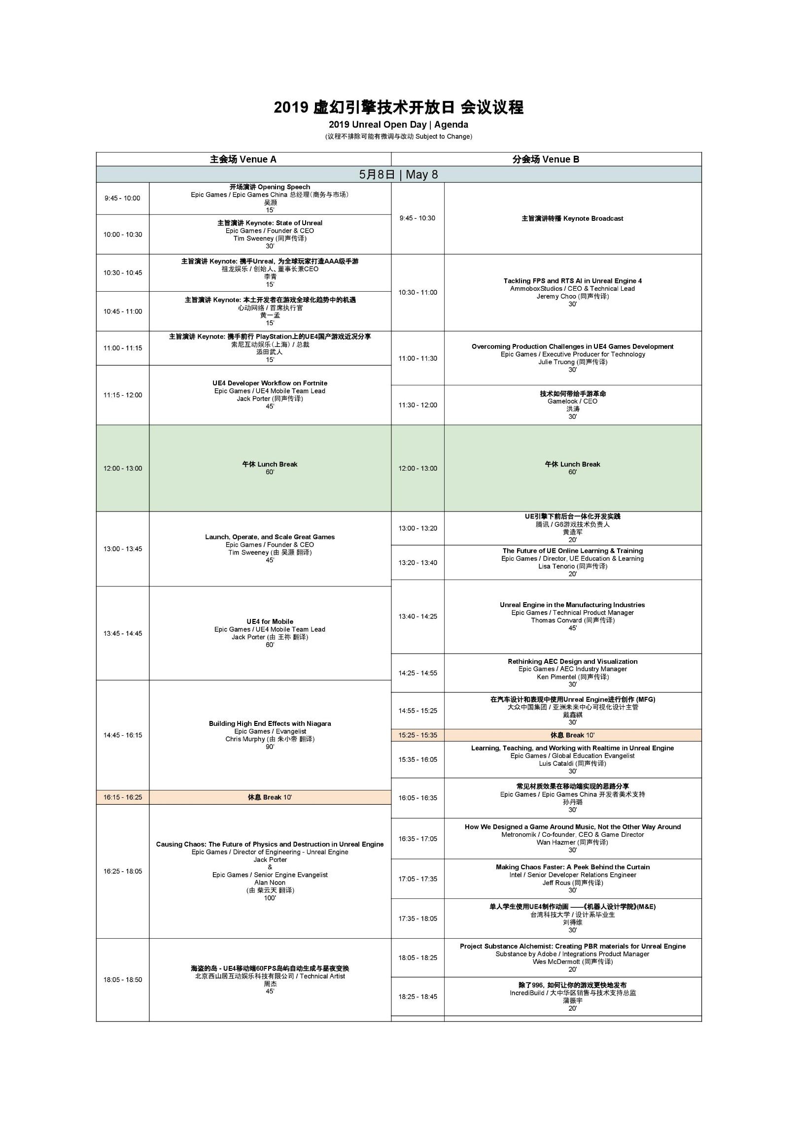 2019虛幻引擎技術開放日Unreal Open Day大會主旨演講及完整議程曝光